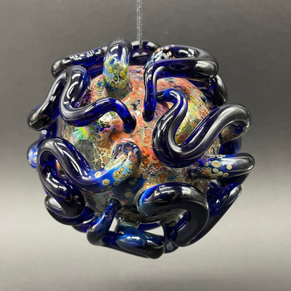 Worm Globe ornament detail view - premium glass art