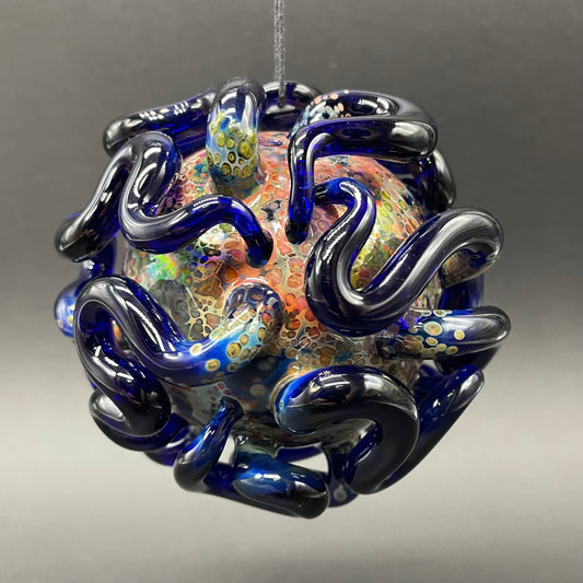 Worm Globe ornament detail view - premium glass art