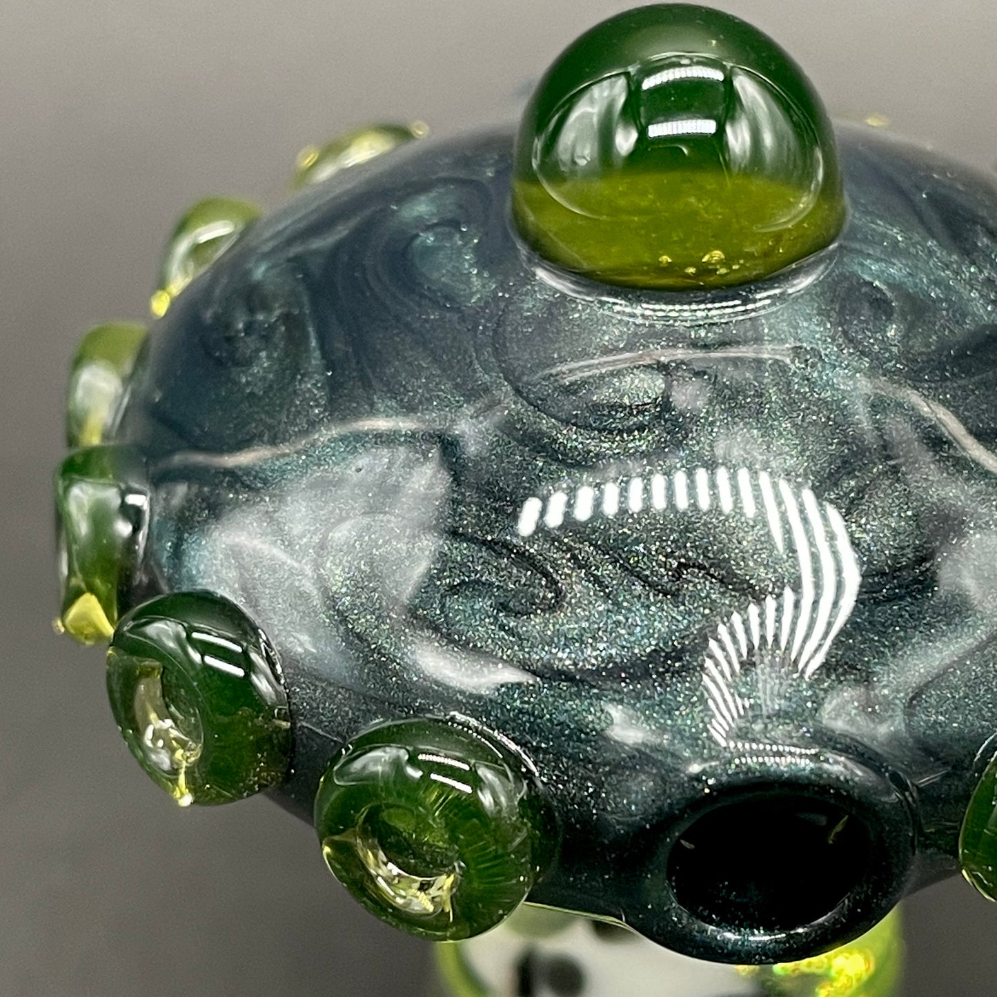 Artisan glass Alien abduction pendant (cow) - detailed craftsmanship