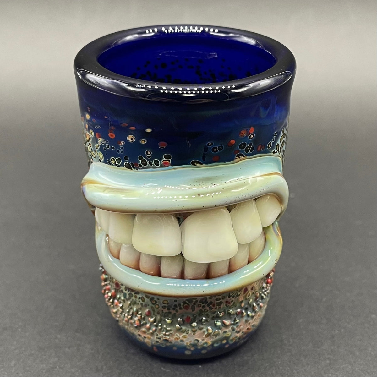 Hand-blown glass MOUTH shot glass by Leviathan Glass