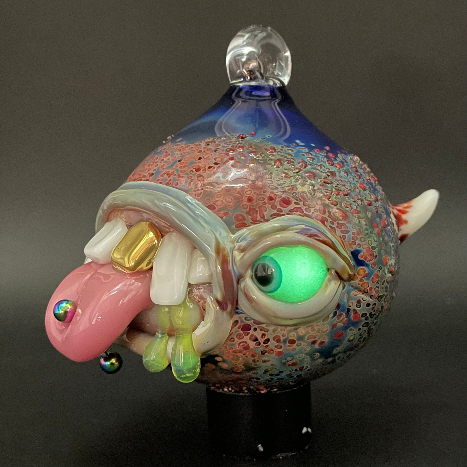 Hand-blown Pierced tongue cyclops ornament - Leviathan Glass original