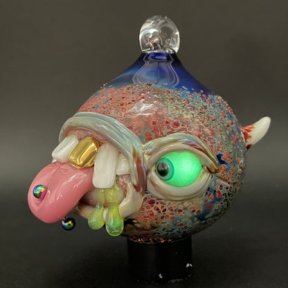 Hand-blown Pierced tongue cyclops ornament - Leviathan Glass original