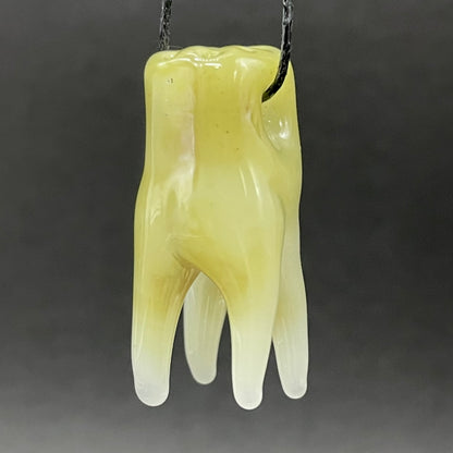 Artisan glass 3 glass tooth beads - detailed craftsmanship