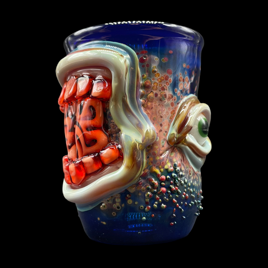 Hand-blown glass Brain eating zombie shot glass by Leviathan Glass