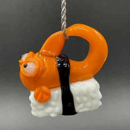 Mutant three eyed fish sushi glass pendant