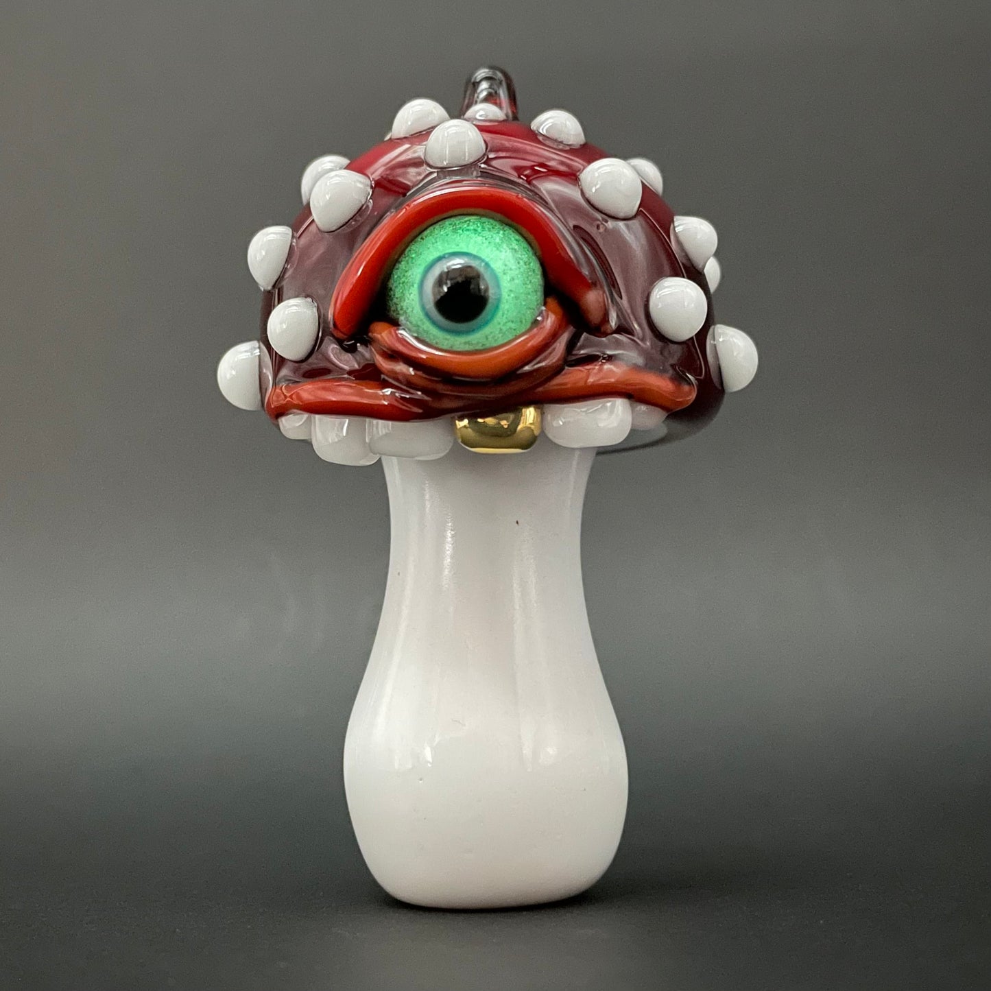 Hand-blown Cyclops mushroom ornament - Leviathan Glass original