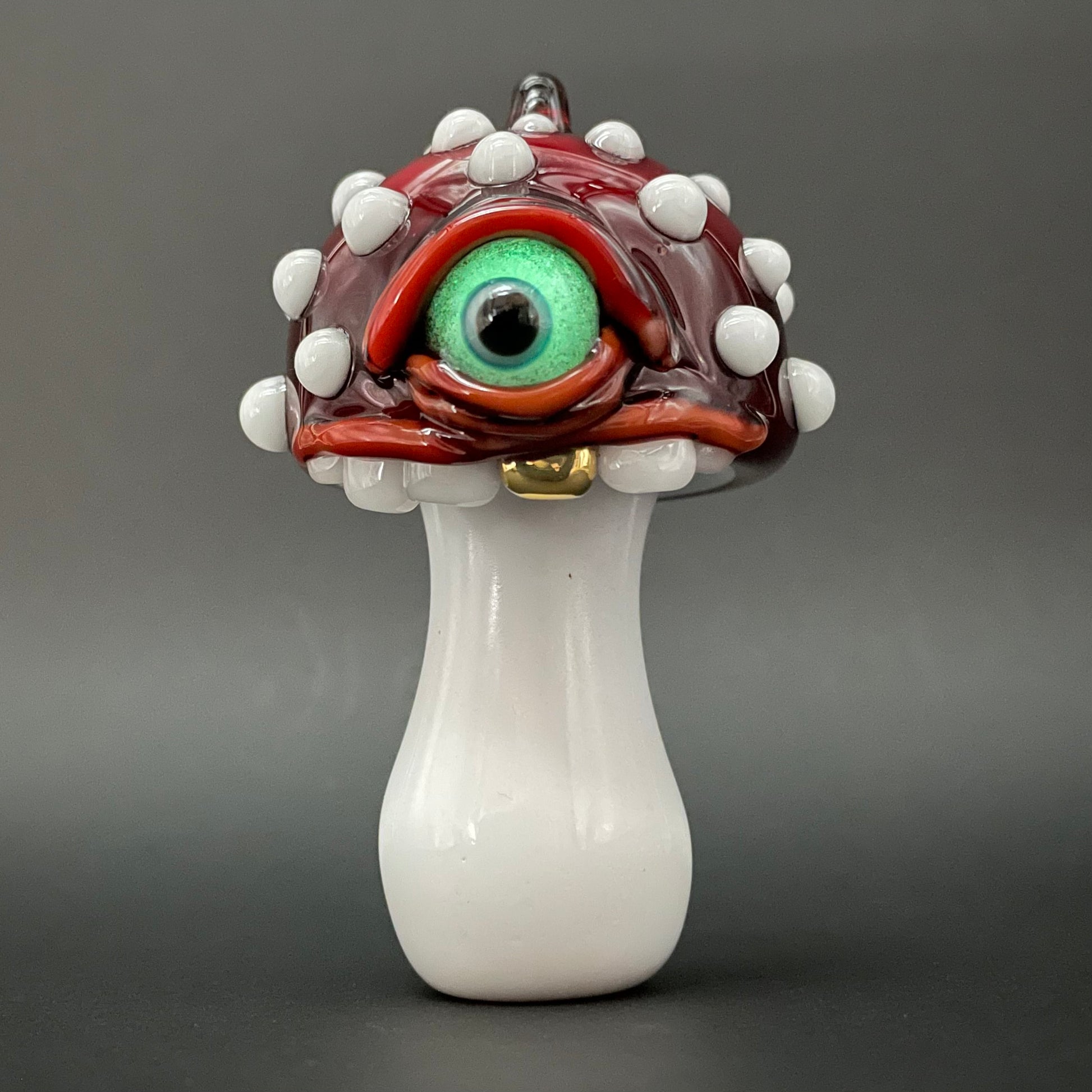 Hand-blown Cyclops mushroom ornament - Leviathan Glass original