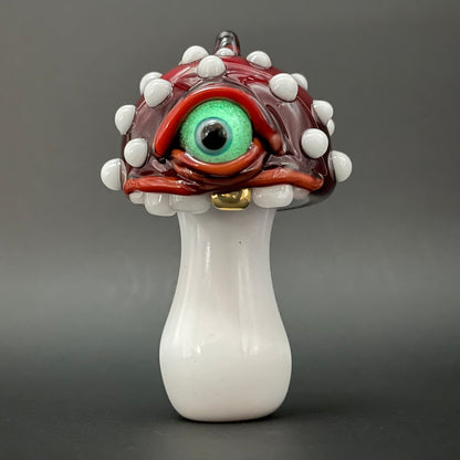 Hand-blown Cyclops mushroom ornament - Leviathan Glass original