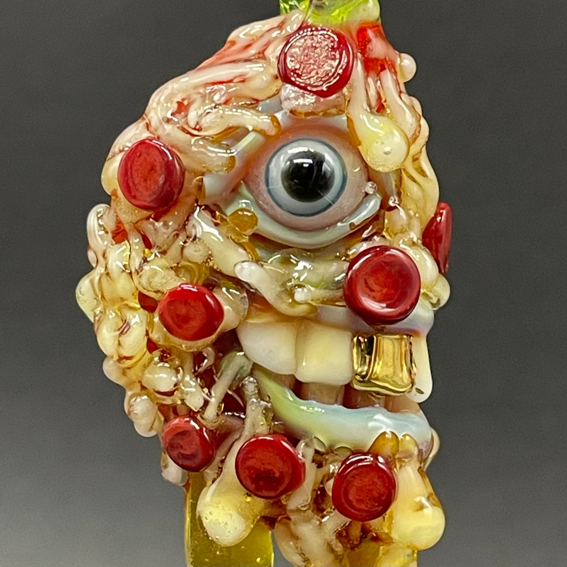Hand-blown Two halves of one pizza friendship necklace - Leviathan Glass original