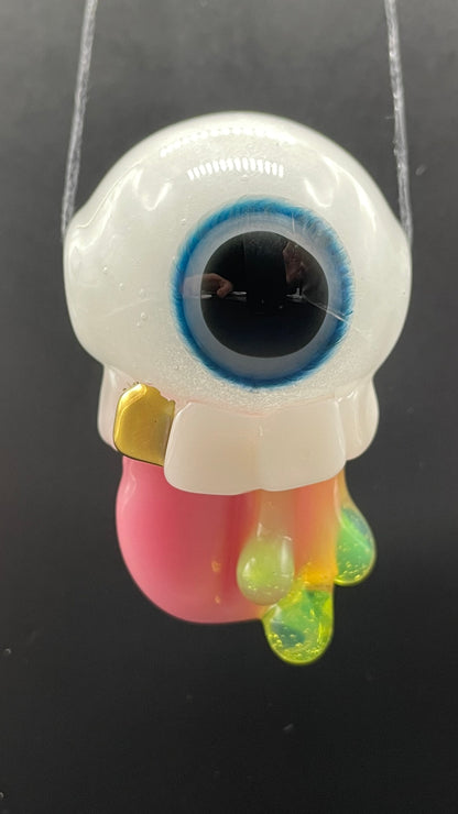 Hand-blown Glow in the dark eye pendant - Leviathan Glass original