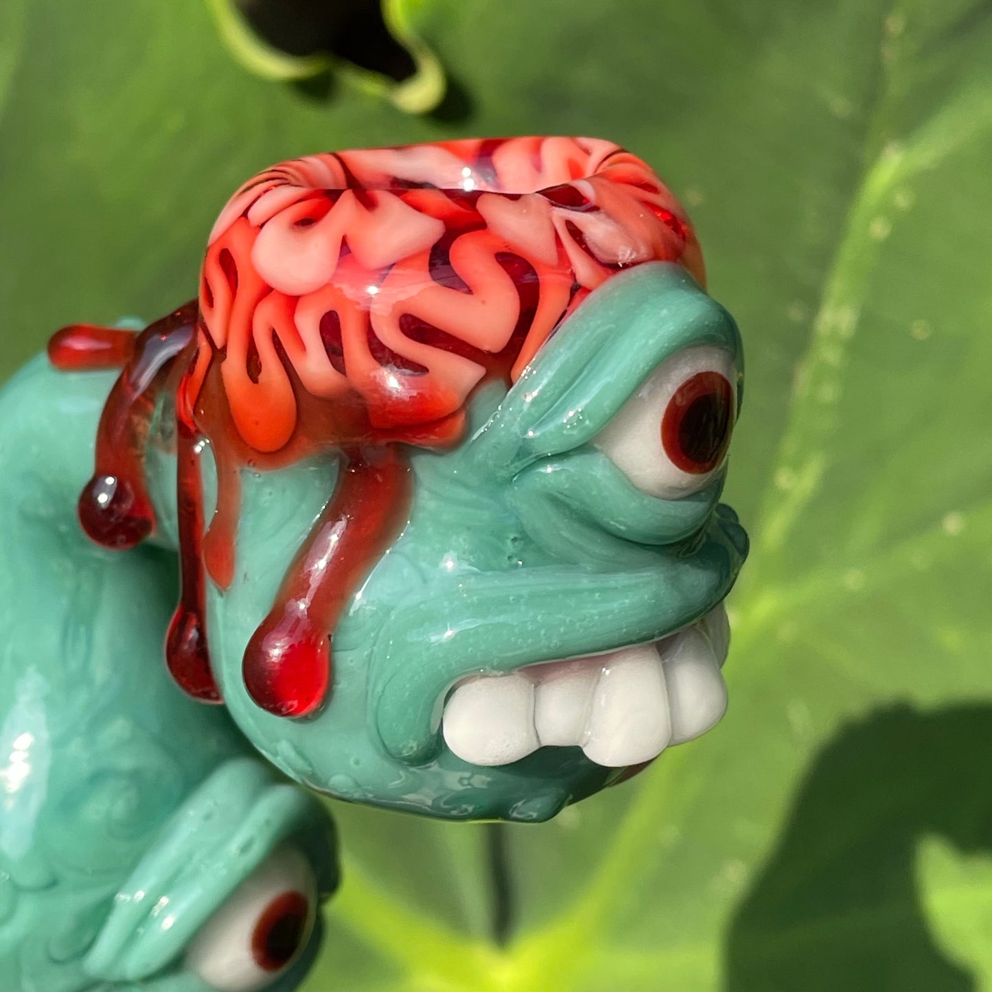 Hand-blown 18mm single hole Brainless bob slide - Leviathan Glass original