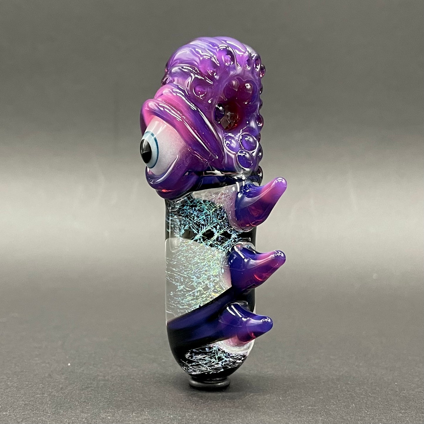 Royal jelly dichroic cyclops pendant glass art - premium handcrafted piece
