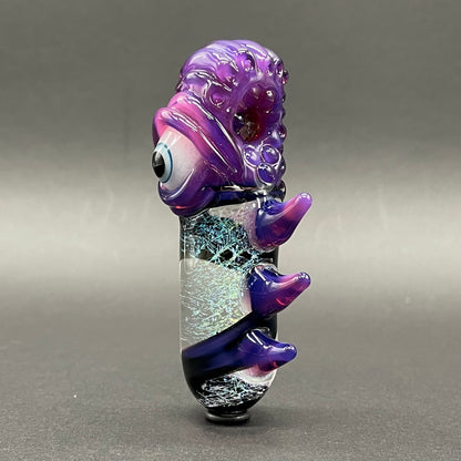 Royal jelly dichroic cyclops pendant glass art - premium handcrafted piece