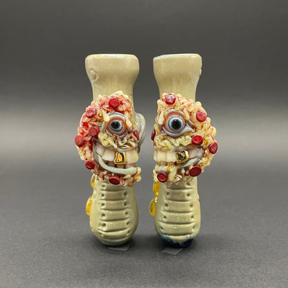 Hand-blown glass Pizza Is for Lovers – Matching Chillum Set by Leviathan Glass