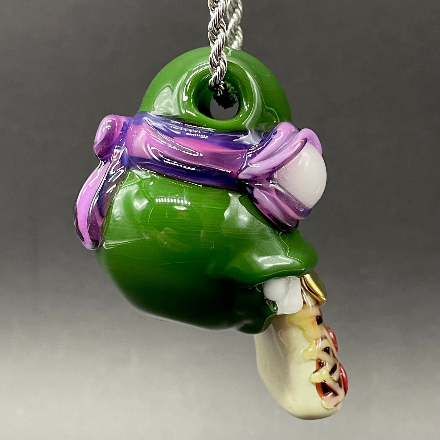Artisan glass Glass Donatello ninja turtle pendant - detailed craftsmanship