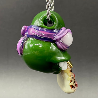 Artisan glass Glass Donatello ninja turtle pendant - detailed craftsmanship