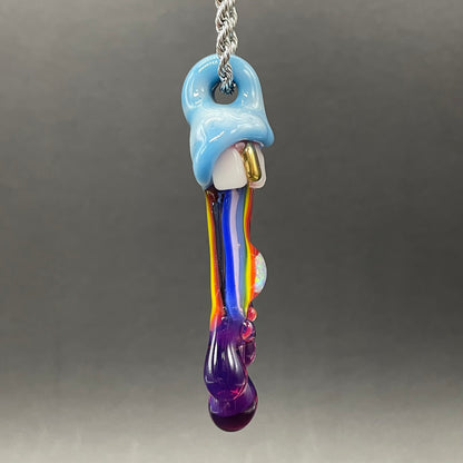 Hand-blown Glass opal rainbow tongue pendant - Leviathan Glass original