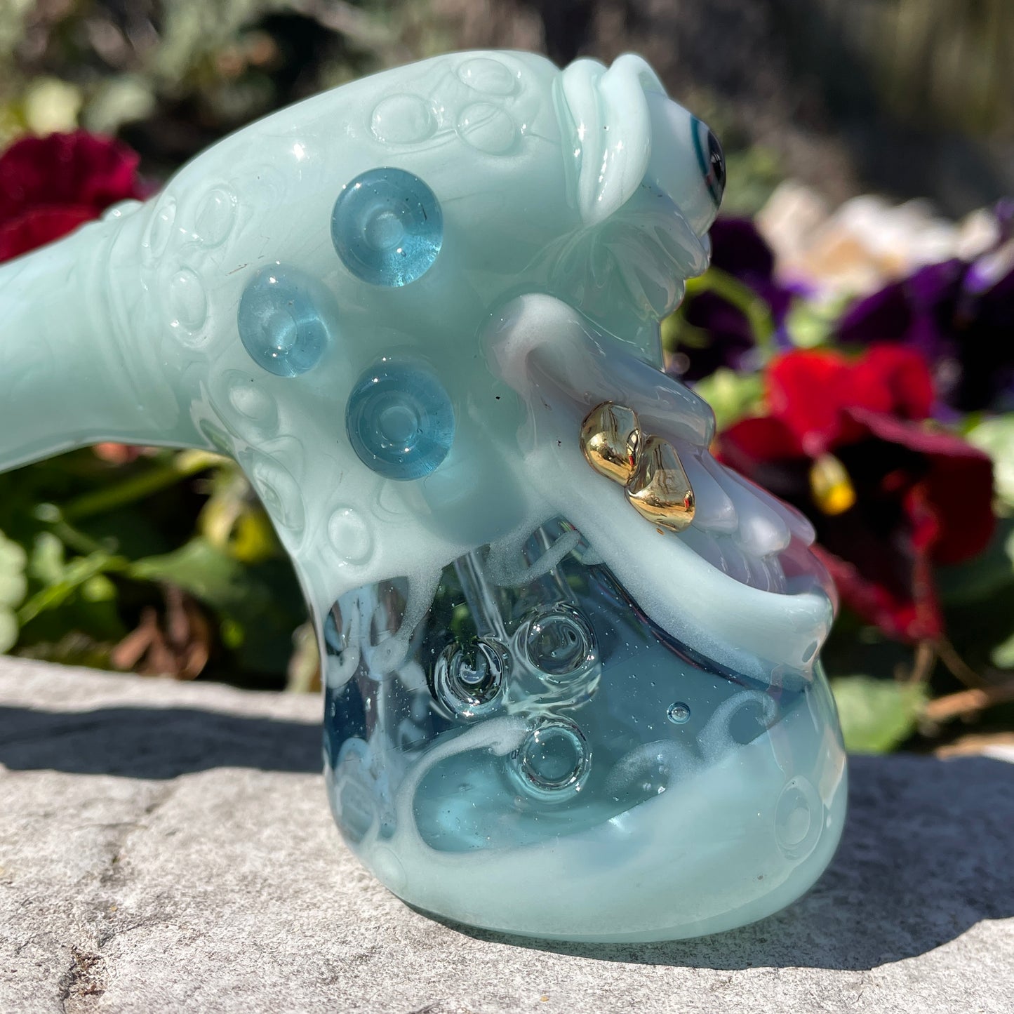 Hand-blown Smiley face bubbler - Leviathan Glass original