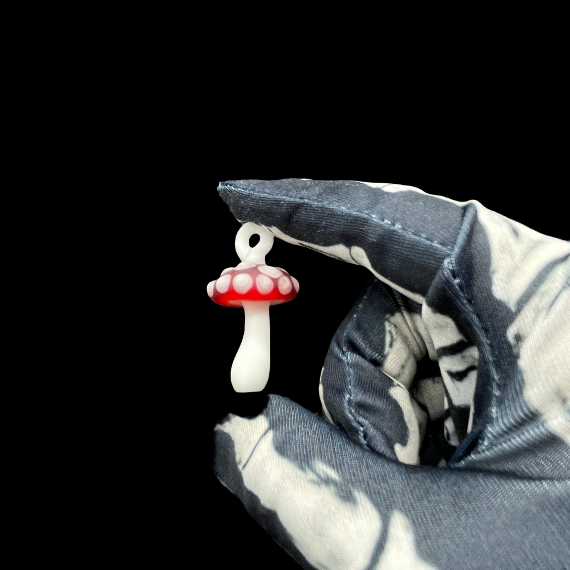 Hand-blown Red mushroom pendant - Leviathan Glass original