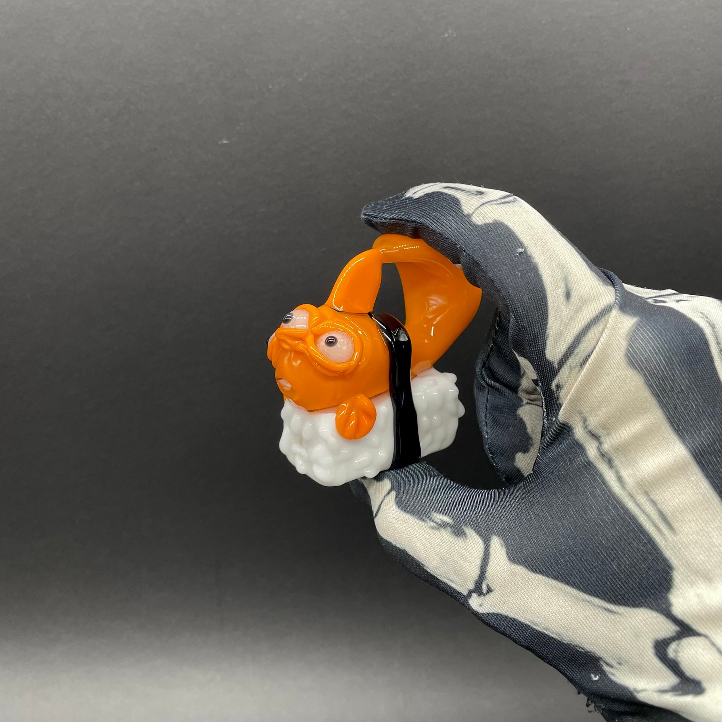 Mutant three eyed fish sushi glass pendant