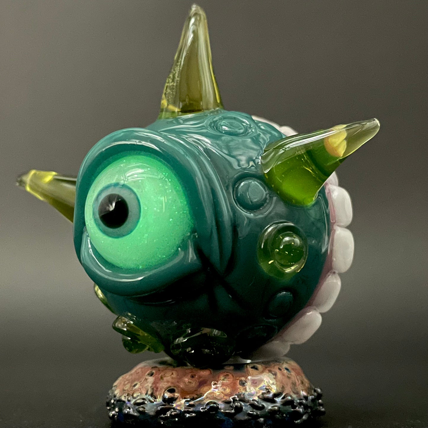 Hand-blown Hungry Dichroic marble - Leviathan Glass original