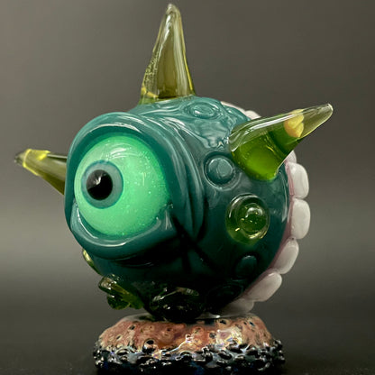 Hand-blown Hungry Dichroic marble - Leviathan Glass original