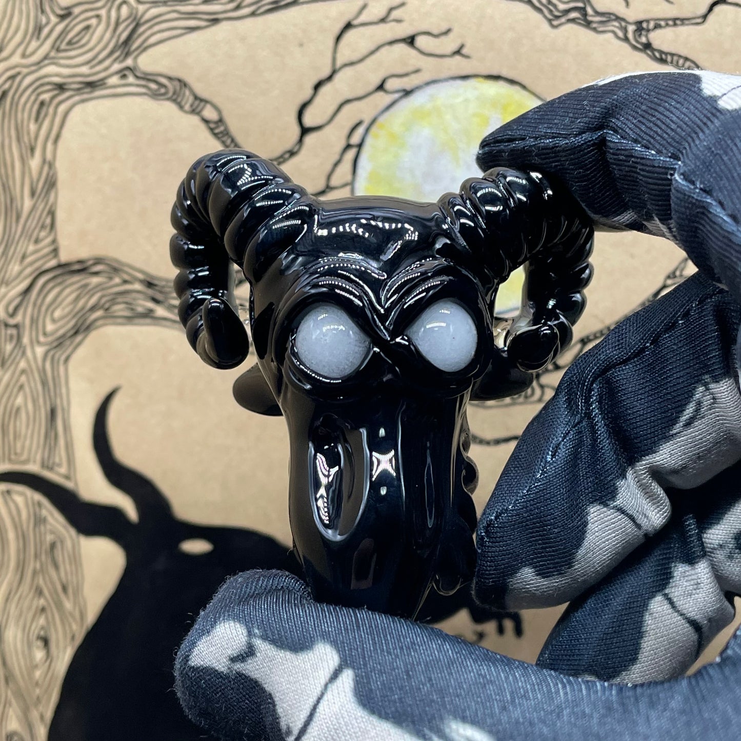 Hand-blown Black Philip pendant - Leviathan Glass original