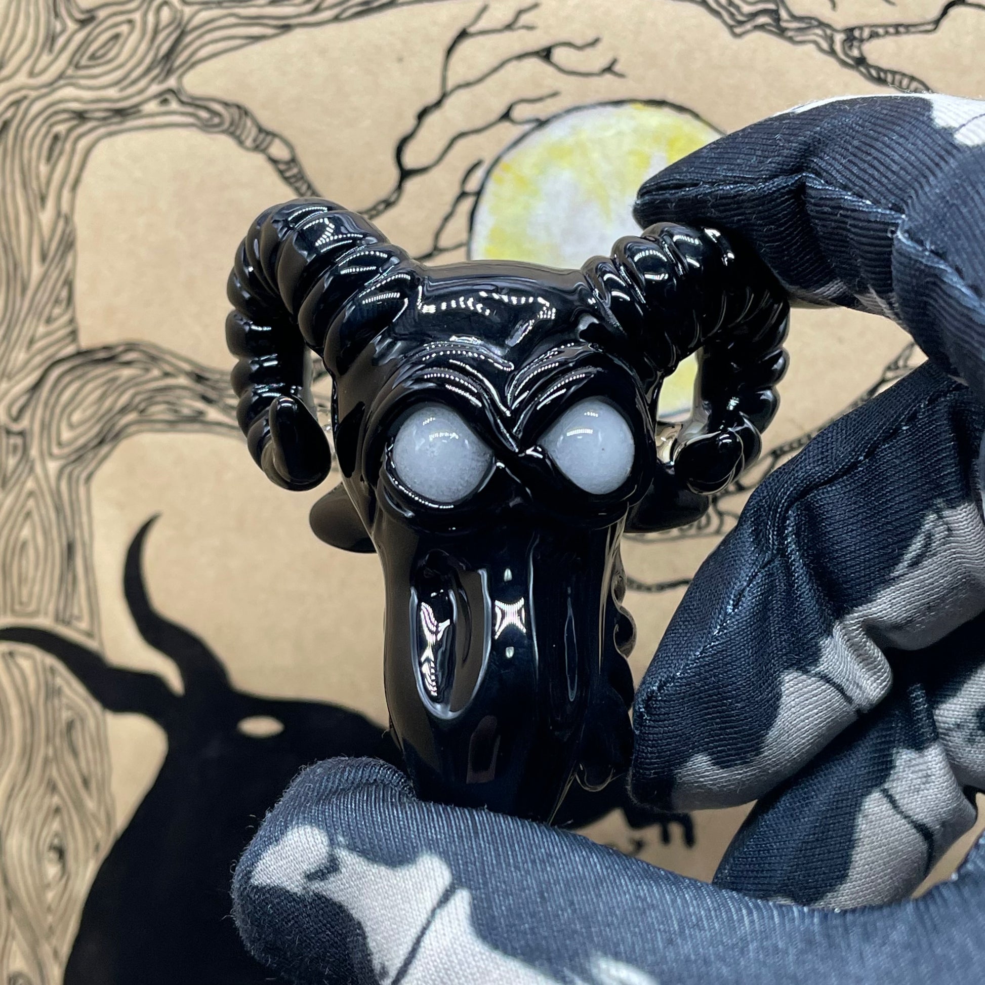 Hand-blown Black Philip pendant - Leviathan Glass original