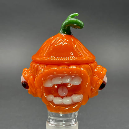 18mm screaming pumpkin slide glass art - premium handcrafted piece