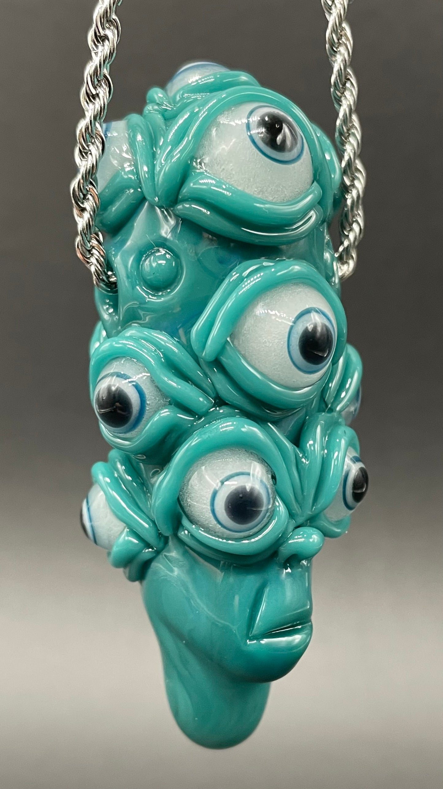 Hand-blown The Never-Blinking One glass effigy pendant - Leviathan Glass original