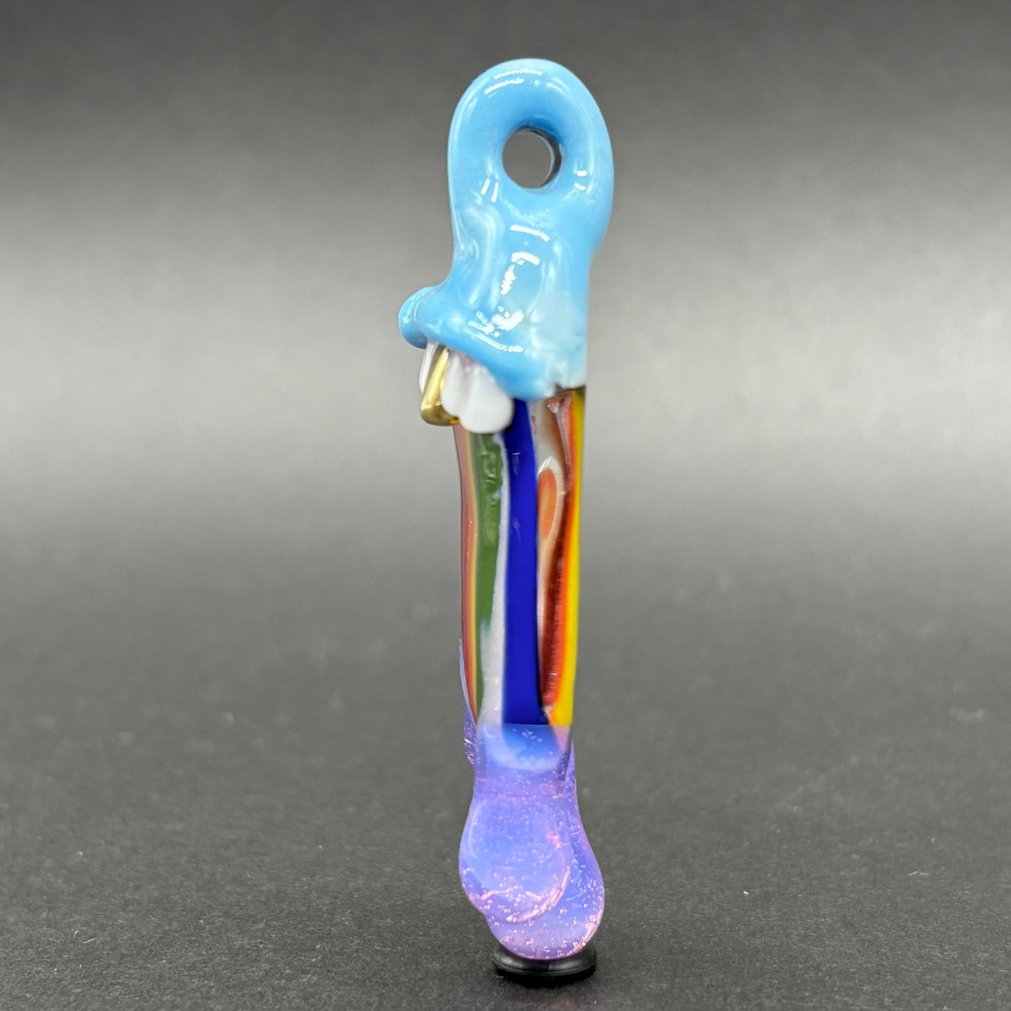 Artisan glass Drippy tongue rainbow tongue pendant - detailed craftsmanship