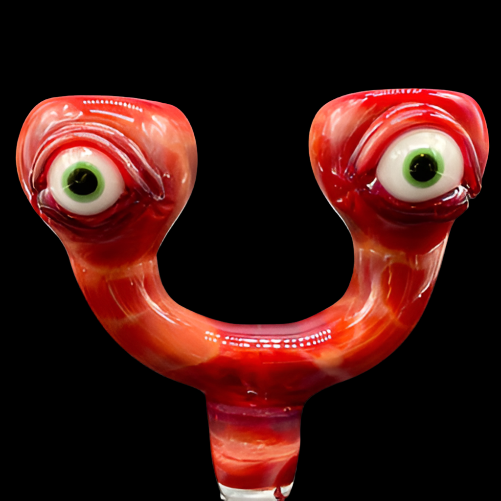 Hand-blown glass 14mm double tequila sunrise slide by Leviathan Glass