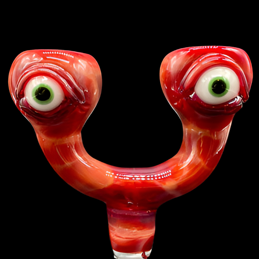 Hand-blown glass 14mm double tequila sunrise slide by Leviathan Glass