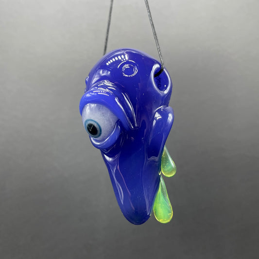 Hand-blown glass running nose glass pendant by Leviathan Glass