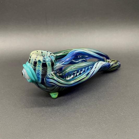 Hand-blown glass Gold Fume Tentacle Sherlock by Leviathan Glass