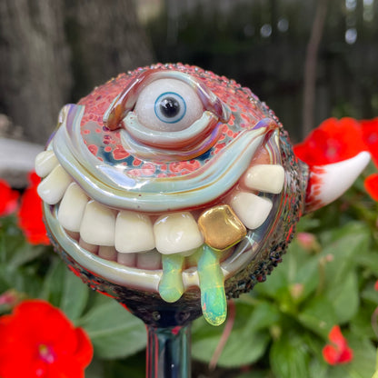 Hand blown glass monster watering globe