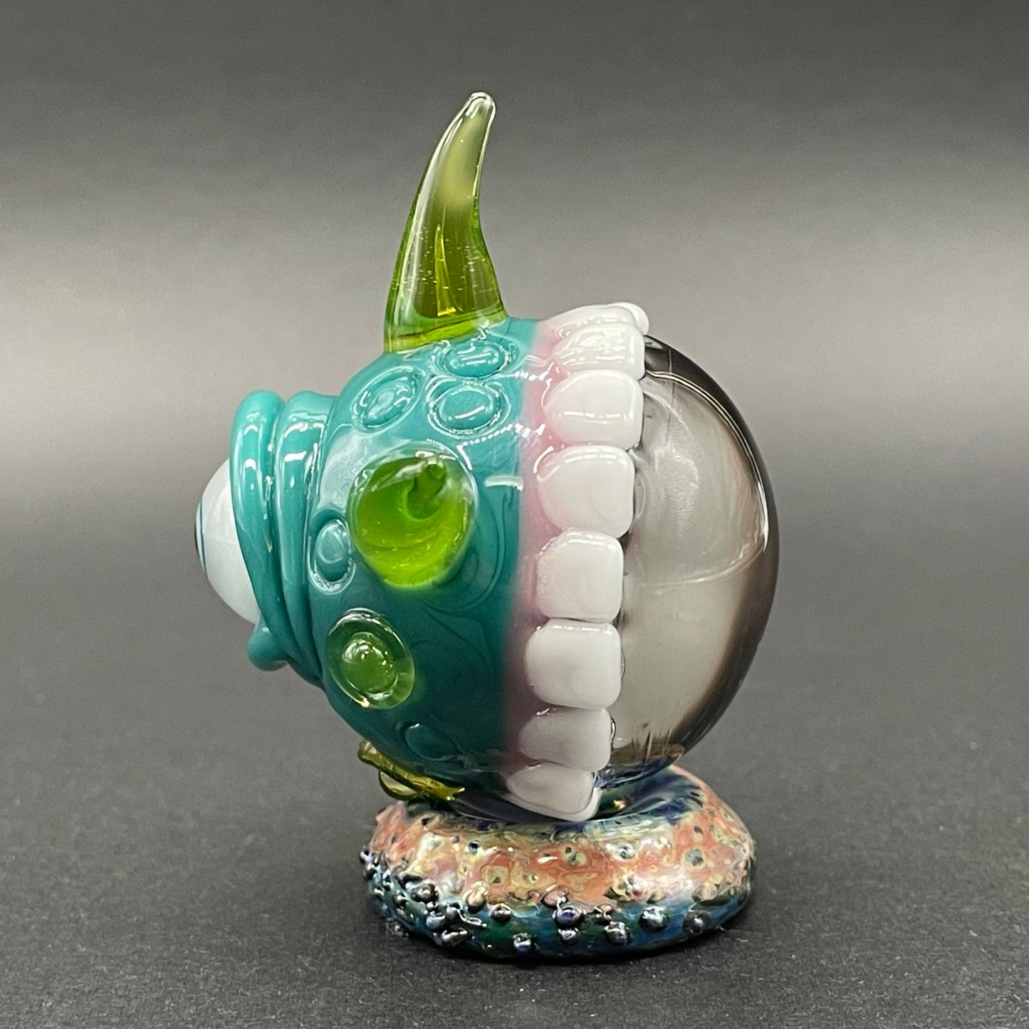 Hand-blown Hungry Dichroic marble - Leviathan Glass original