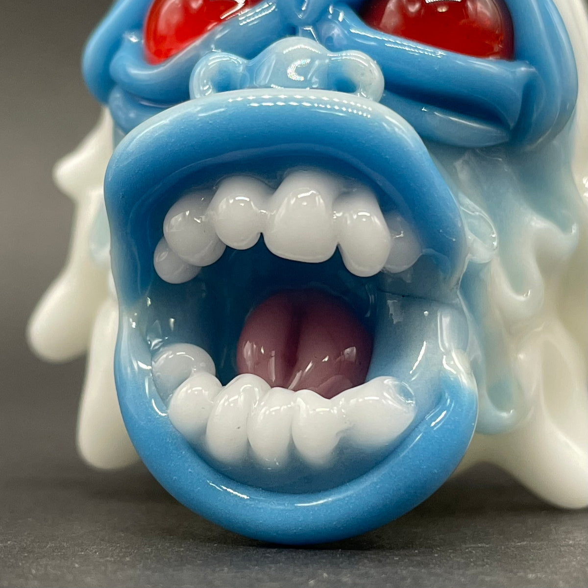 Blown glass yeti pendant
