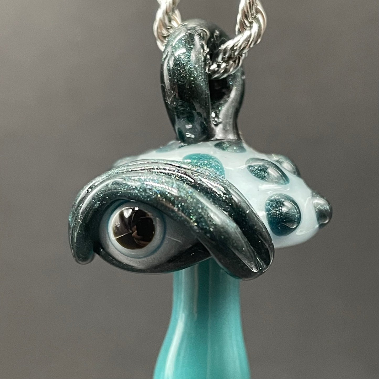 Hand-blown Cyclops mushroom pendant - Leviathan Glass original