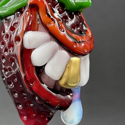 Leviathan Glass Toothy strawberry pendant - hand-blown art