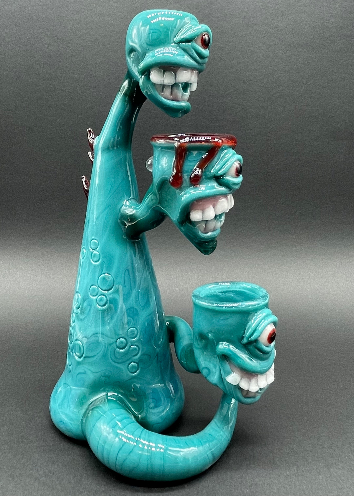 Hand-blown 3 headed downdraft incense burner - Leviathan Glass 