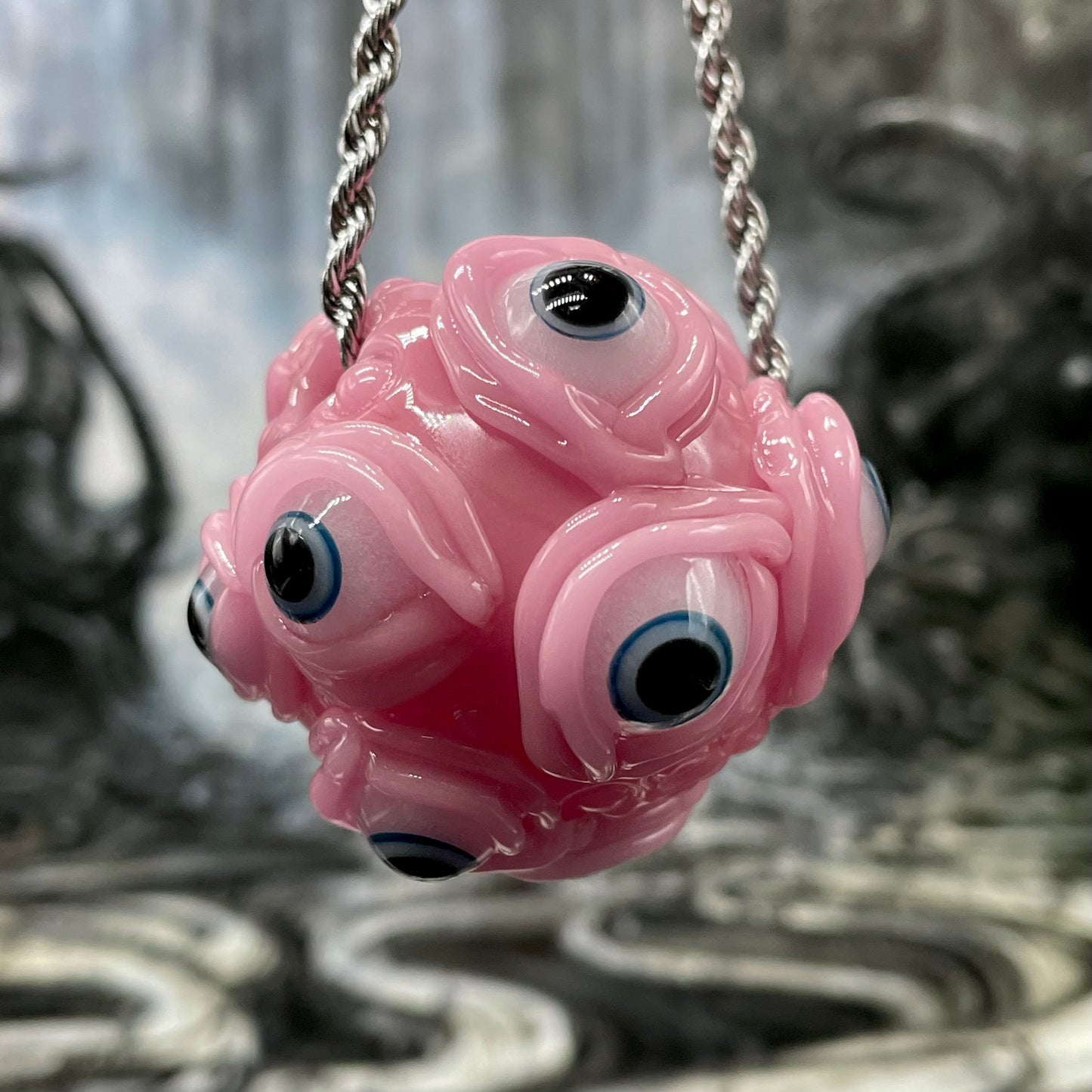 Leviathan Glass Pink Argus pendant - hand-blown art