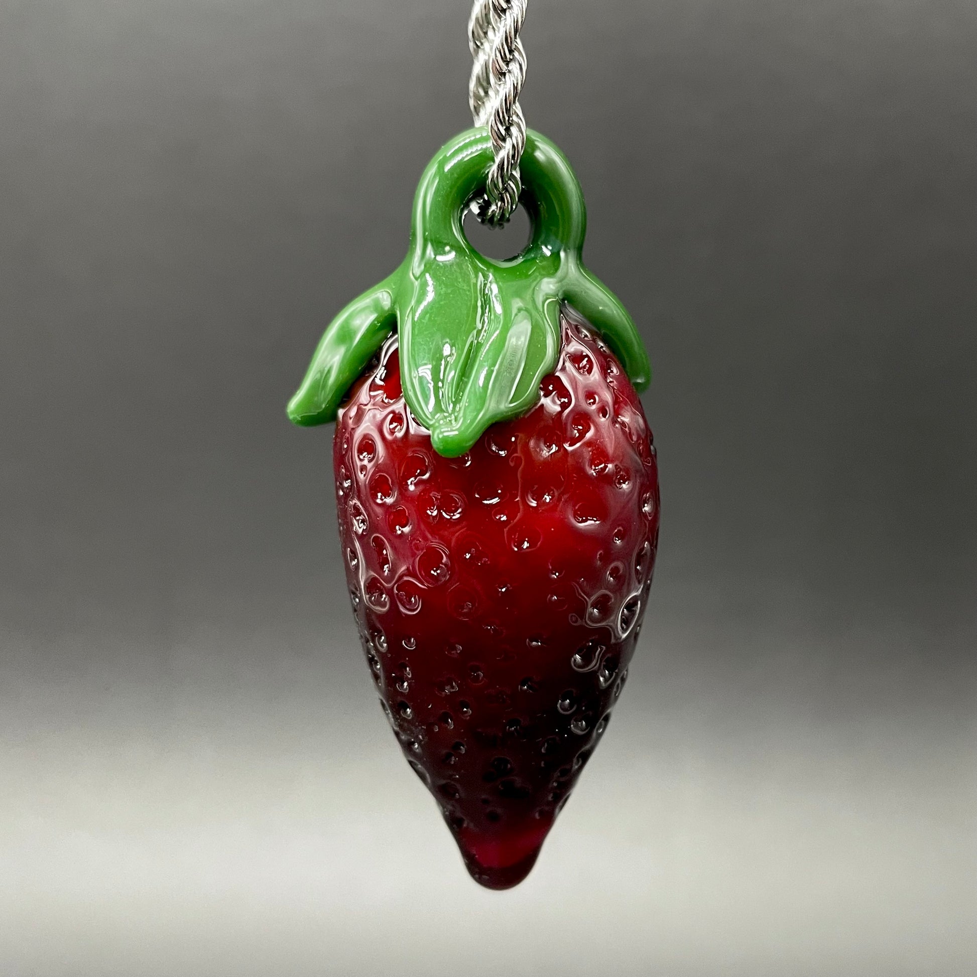 Strawberry pendant craftsmanship - artisan glass work