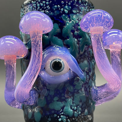 Close-up of Pink Slime Mushroom Shot Glass - handcrafted glass