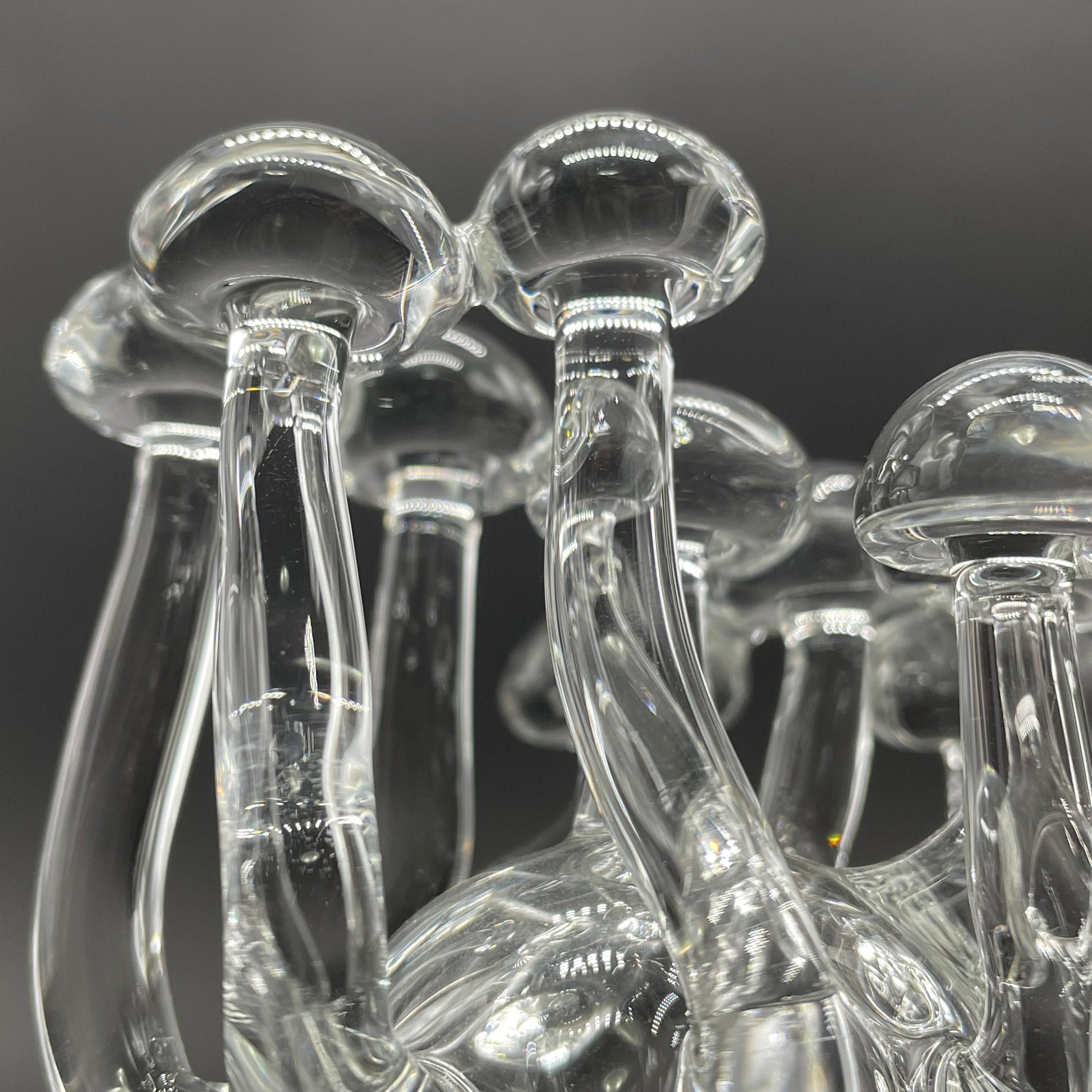 Premium Handblown Clear Glass Mushroom Sculpture Psychedelic Cluster Art Piece - collectible glass art