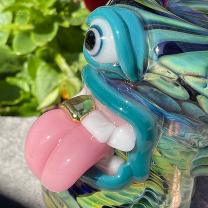 Hand-blown Tentacle tongue bubbler - Leviathan Glass original