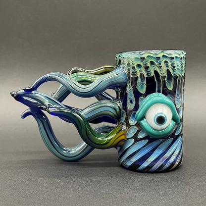 Leviathan shot glass detail view - premium glass art