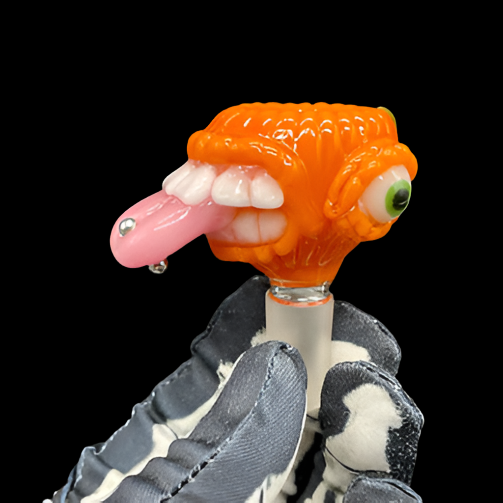 Hand-blown glass 14mm Pumpkin Slide by Leviathan Glass