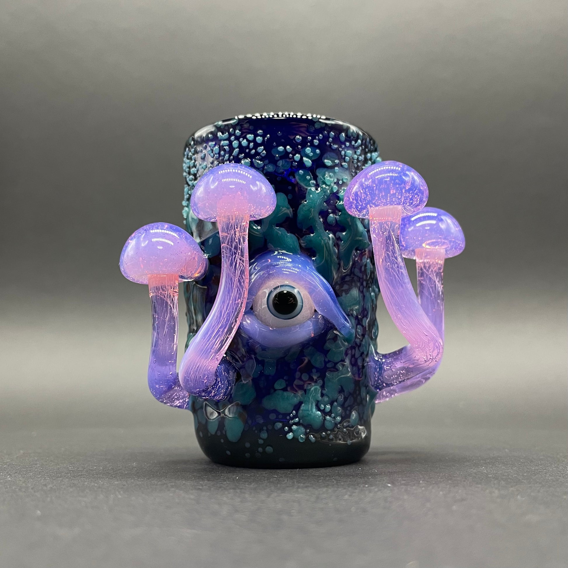 Hand-blown glass Pink Slime Mushroom Shot Glass by Leviathan Glass