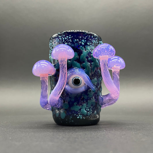 Hand-blown glass Pink Slime Mushroom Shot Glass by Leviathan Glass